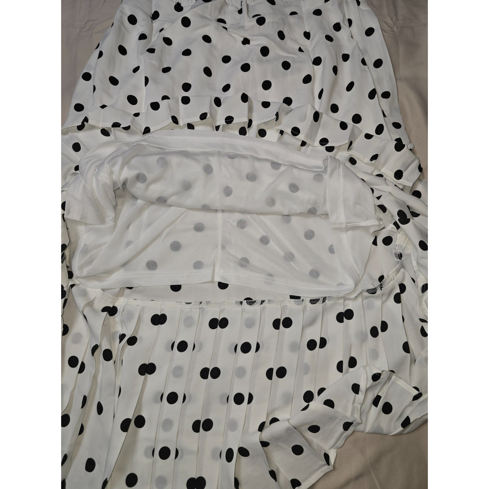 Tulip B Polka Dot Midi Skirt Large NWT Pleated Hem Lined Retro Vintage Style - Picture 7 of 9